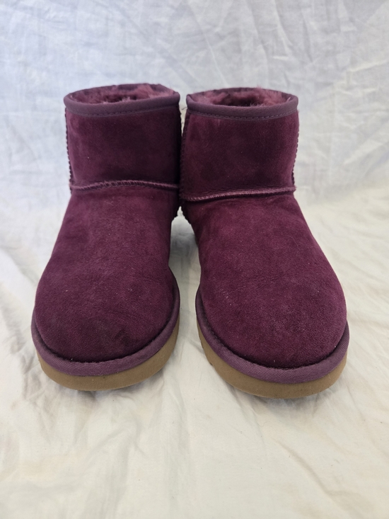 UGG Shoes - UGG Classic Purple Suede Sheepskin Lined Slip-On Ankle Bootie Round Toe US 7